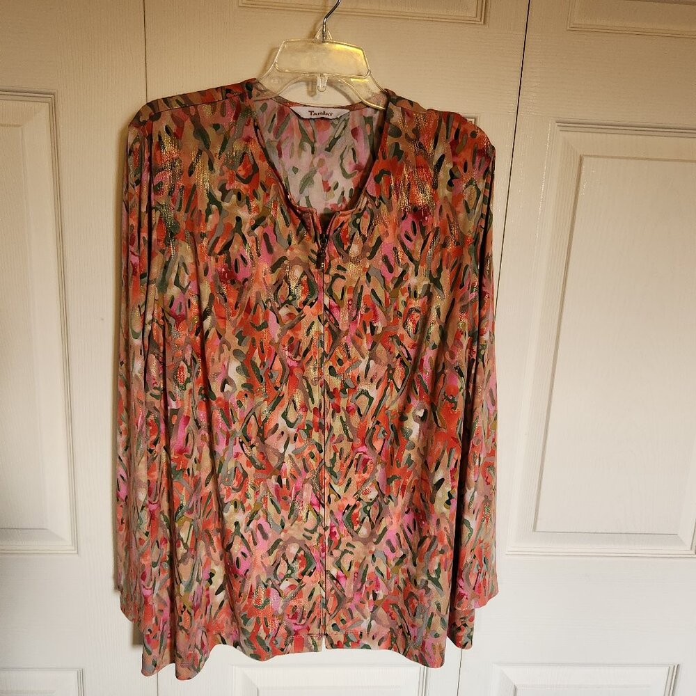 Tanjay Zippered Tunic With Abstract Design And Go… - image 1